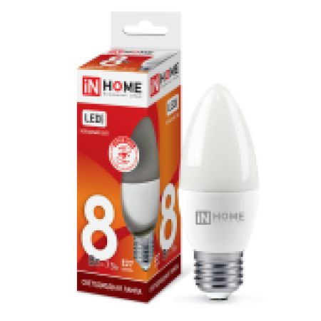 E27 bec LED 8W 6500 K albă C37 IN HOME
