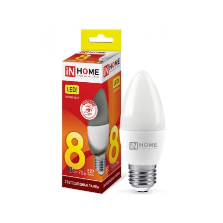 E27 bec LED 8W 3000 K caldă C37 IN HOME
