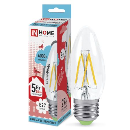 E27 bec LED 5 W 4000 K neutră C37 IN HOME