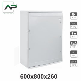 Распределительный шкаф 600 x 800 x260 mm ИП65 серый абс