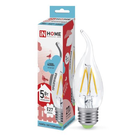 E27 bec LED 5 W 4000 K neutră C37 IN HOME