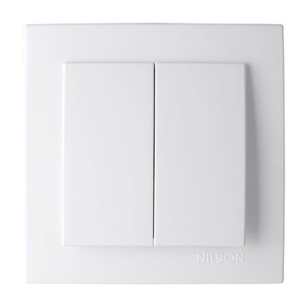 Выключатель двухклавишный белый внутренний NILSON