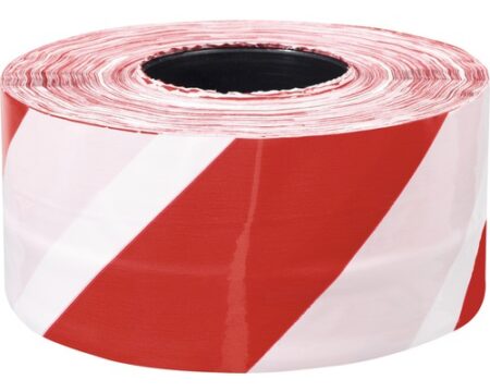 Лента предупреждения красный/Белый 100mm Toya