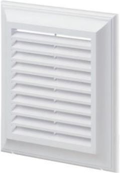 Grilaj de ventilare cu sită alb plastic 184x184mm Ventika