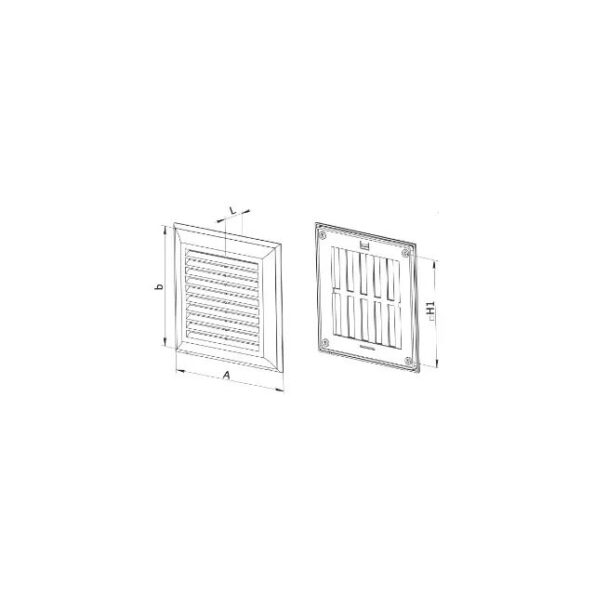 Grilaj de ventilare cu sită alb plastic 156*151*18mm Ventika