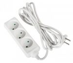 Удлинитель с 3 розетками с защитой белый 5m 16A 2х0,75mm² 220V Enext