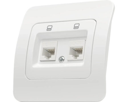 Priză dublă incorporabilă RJ45+RJ11 albă 220V 10A IP20 220V jasmin Elmos