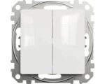 Выключатель двухклавишный встраиваемый проходной белый 10A ИП20 220V sedna New Schneider