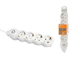 PRELUNGITOR CU INTRERUPATOR CU 4 PRIZE CU IMPAMANTARE ALB-GRI 7M 16A 3х1.0 mm² 220V TDM