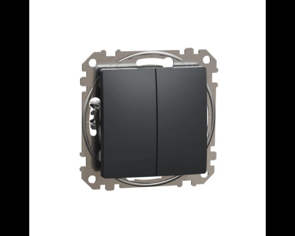 Выключатель двухклавишный встраиваемый антрацит 10A ИП20 220V sedna New Schneider