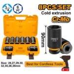 SET CAP CHEIE TUBULARA 26-38MM 3/4 IMPACT 8 PIESE INGCO