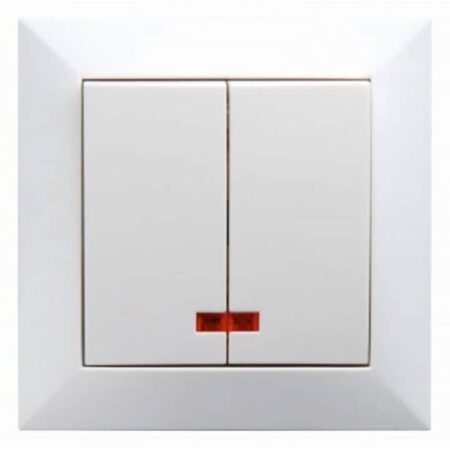 Întrerupător dublu incorporabil cu iluminare alb 10A IP20 220V jasmin Elmos