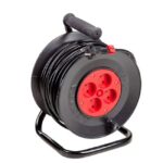 Prelungitor pe tambur 4 prize negru 30m 16A 220V Lemira