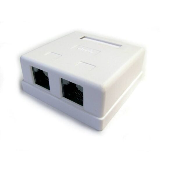 Двойная розетка накладная белая 220V CAT5 220V Kasan