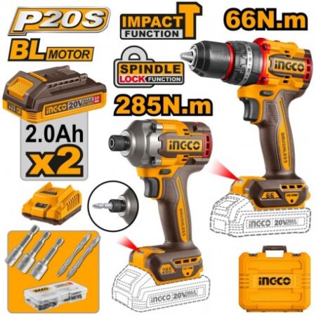 SET MASINA DE INSURUBAT SI GAURIT+MASINA DE INSURUBAT CU IMPACT CU ACUMULATOR 2X2AH INGCO