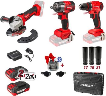 SET DE TREI SCULE CU ACUMULATOR 2X2Ah RAIDER