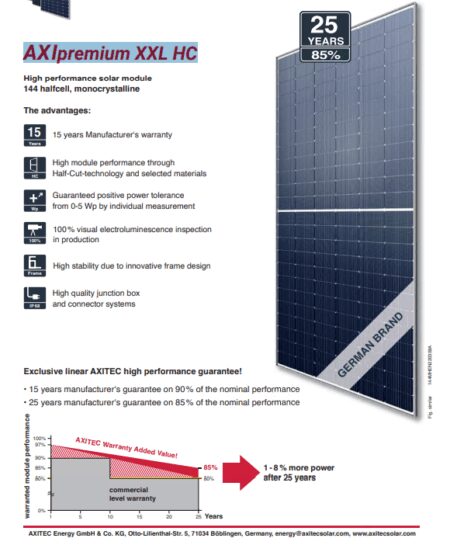 Cолнечная панель 540W AC-540MH/144V 2278 x 1134 x 35 mm Axitec