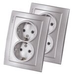 Priză dublă cu împământare metalică incorporabilă 16A IP20 220V NILSON