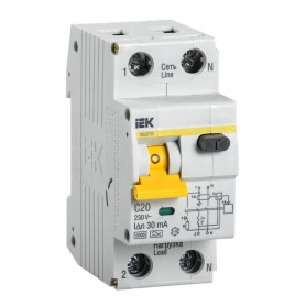 Диференциальный автоматический выключатель 20A 2P ИEK
