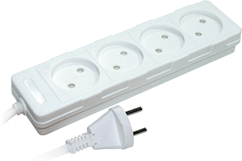 Удлинитель с 4 розетками с защитой белый 3m 16A 2х0,75mm² 220V Enext