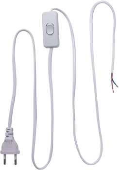 Fir electric cu fisa si intrerupator alb 2X0.75M/1.5M Enext