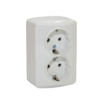 Priză dublă albă aparentă 16A IP44 220V Elmos