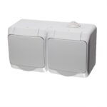 Двойная розетка с заземлением серый накладная 16A 220V Konza