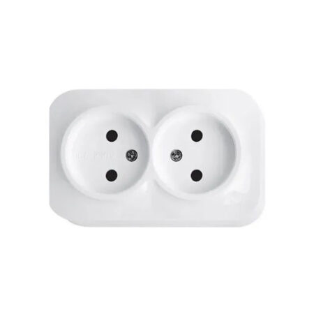 Двойная розетка белая накладная 16A ИП44 220V Злмос