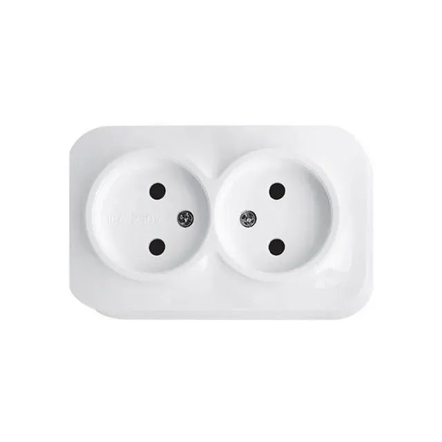 Двойная розетка белая накладная 16A ИП44 220V Злмос Двойная розетка белая накладная 16A ИП44 220V Злмос
