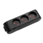 Блок с 3 розетками черный 16A Viko