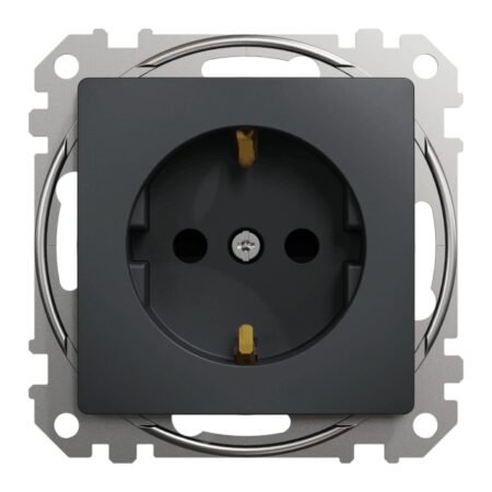 Розетка с заземлением антрацит встраиваемывая 16A ИП20 220V sedna New Schneider