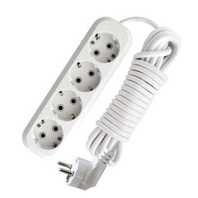 Prelungitor cu 4 prize cu împământare alb-Gri 5m 16A 3х1.0 mm² 220V TDM Prelungitor cu 4 prize cu împământare alb-Gri 5m 16A 3х1.0 mm² 220V TDM
