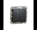 Выключатель двухклавишный встраиваемый антрацит 10A ИП20 220V sedna New Schneider