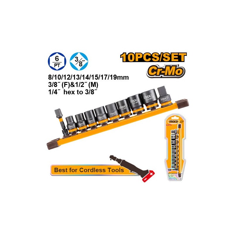 SET CAP CHEIE TUBULARA 8-19MM 3/8 IMPACT LUNG 10BUC INGCO SET CAP CHEIE TUBULARA 8-19MM 3/8 IMPACT LUNG 10BUC INGCO