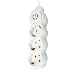 Удлинитель с выключателям с 3 розетками с заземлением белый-Серый 3m 16A 3х1.0 мм² 220V TDM Удлинитель с выключателям с 3 розетками с заземлением белый-Серый 3m 16A 3х1.0 мм² 220V TDM