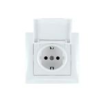 Priză cu capac cu împământare albă incorporabilă 16A IP20 220V jasmin Elmos