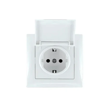 Priză cu capac cu împământare albă incorporabilă 16A IP20 220V jasmin Elmos