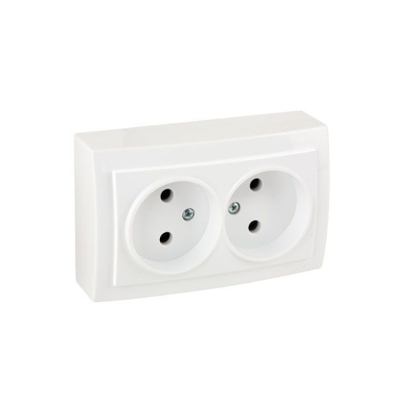 Priză dublă albă aparentă 16A IP20 220V NILSON