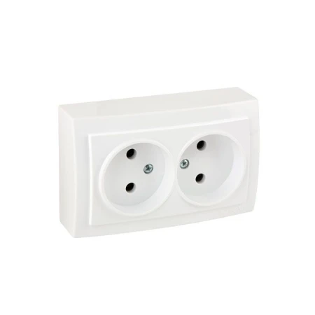 Priză dublă albă aparentă 16A IP20 220V NILSON