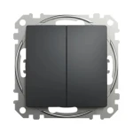 Выключатель двухклавишный встраиваемый с возвратом антрацит 10A ИП20 220V sedna New Schneider