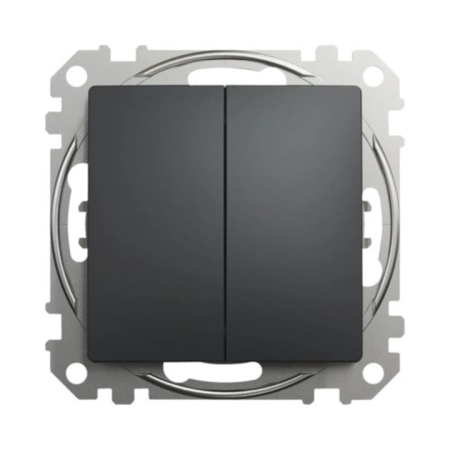 Întrerupător dublu incorporabil cu revenire antracit 10A IP20 220V sedna New Schneider