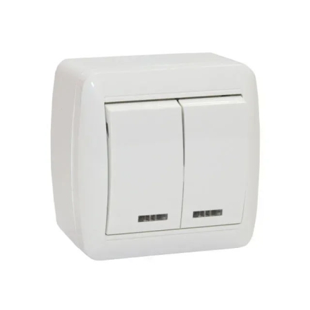 Întrerupător dublu aparent cu iluminare 10A IP44 220V Elmos