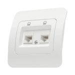 Двойная розетка встраиваемывая RJ45+RJ11 белая 220V 10A ИП20 220V jasmin Элмос