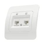 Priză dublă incorporabilă RJ45+RJ11 albă 220V 10A IP20 220V jasmin Elmos