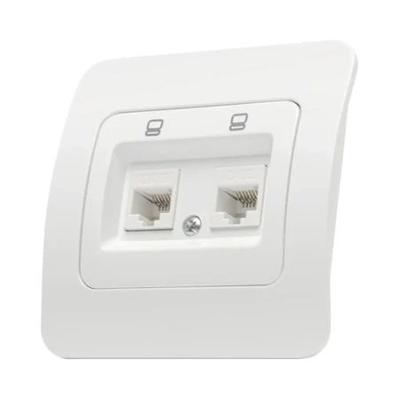 Priză dublă incorporabilă RJ45+RJ11 albă 220V 10A IP20 220V jasmin Elmos