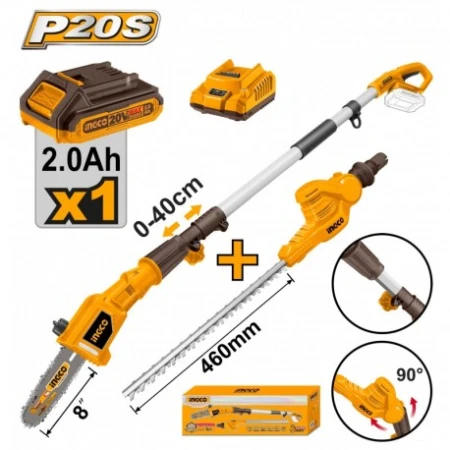 SET FIERASTRAU TELESCOPIC CU LANT CU ACUM+TAIETOR DE ARBUSTI INGCO