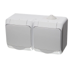 Двойная розетка с заземлением серый накладная 16A 220V Konza