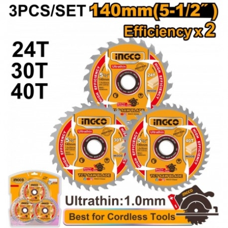 SET DISCURI PENTRU LEMN 140MM 3BUC INGCO