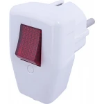 Вилка угловая с заземлением с выключателем белая 16A Enext