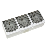 Priza triplă cu capac albă/gri aparentă 16A IP20 220V Elmos